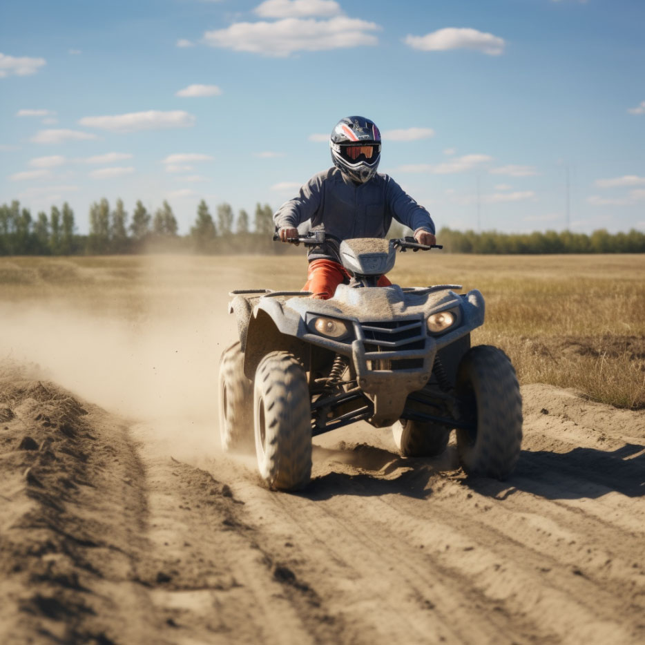 man riding an ATV on a dirt track