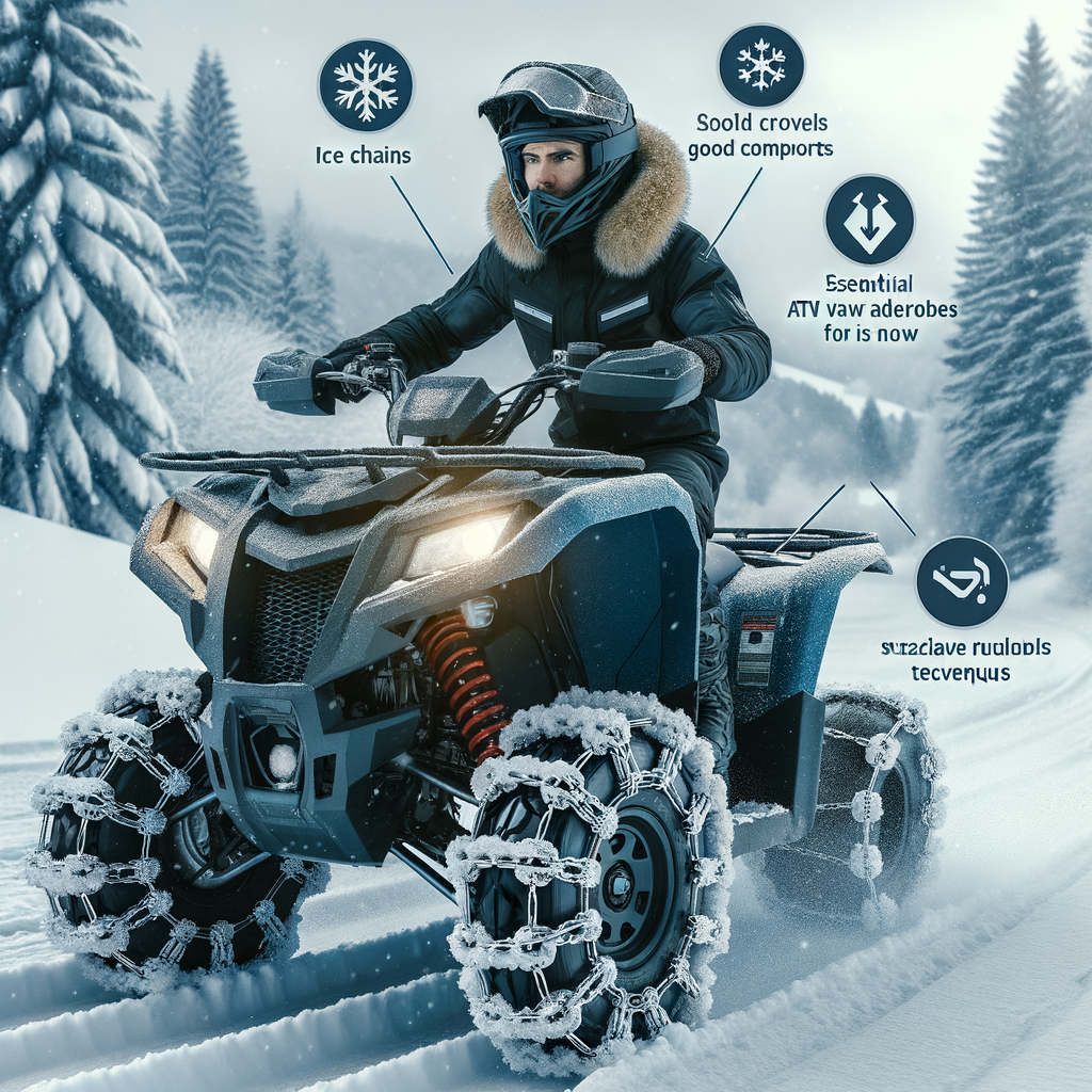 Professional ATV rider demonstrating safe snow riding techniques, providing a visual guide for winter ATV riding tips in snowy conditions.