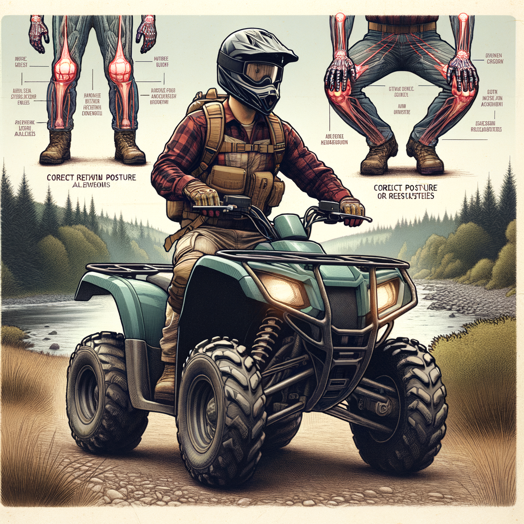 Professional ATV rider demonstrating correct ATV riding posture on a trail, highlighting ATV riding techniques, safety gear, and best practices for maintaining proper ATV posture.