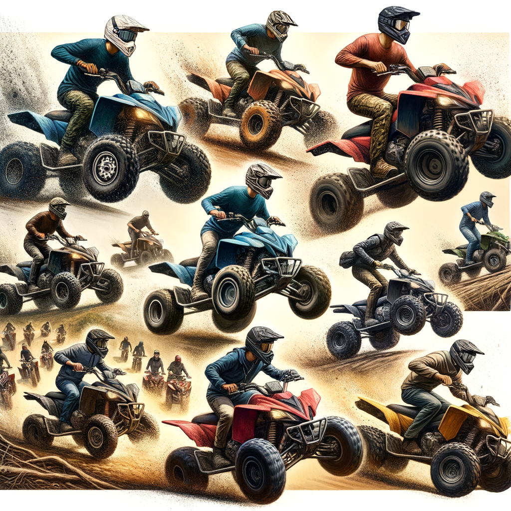 Diverse group enhancing problem-solving skills and cognitive development through the benefits of ATV riding on an off-road trail, illustrating the advantages of ATV riding and skill development.